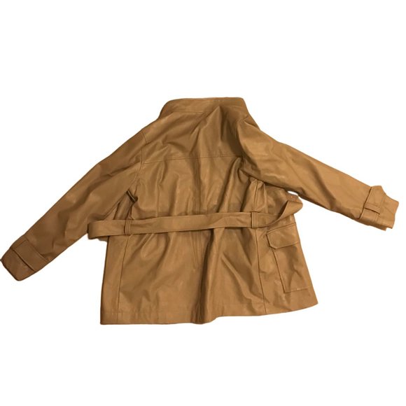 Women's Coat Faux Leather Tan - Picture 2 of 3